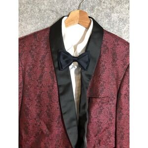 Alexandre Tuxedo Jacket 40 Red Dragon Jacquard One Button England Prom Wedding